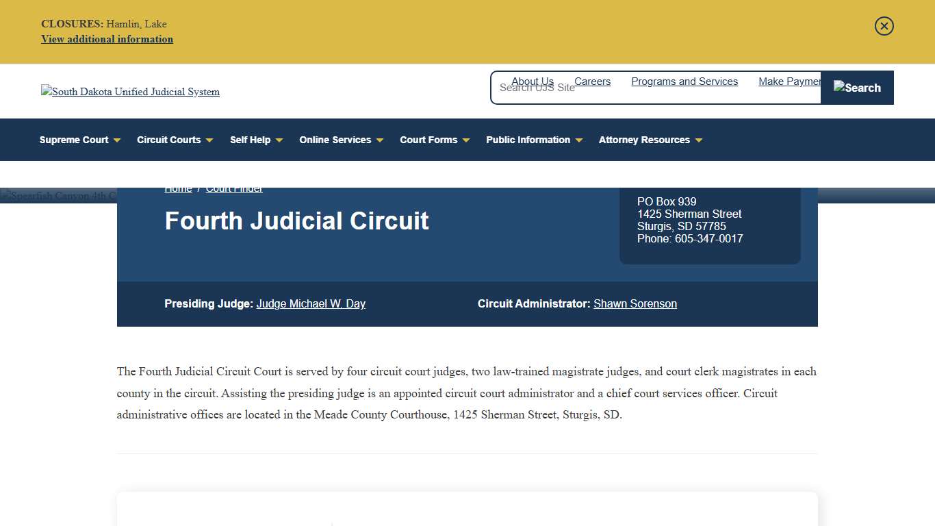 4th Circuit Court | South Dakota Unified Judicial System | SD UJS